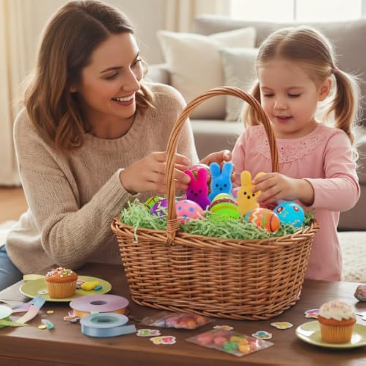 24 Pcs PreFilled Easter Eggs with Plush Bunny Toys Animals Keychain Decoration Stuffed Toy Great for Kids Boys Girls Toddler Easter Basket Stuffers Egg Fillers