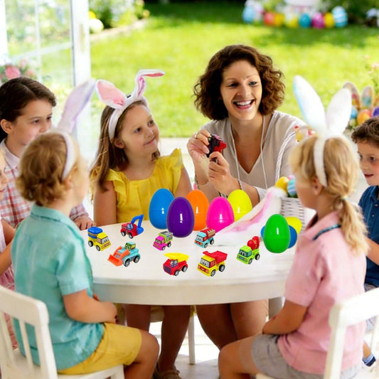 Easter Eggs & Engineering Car Toys Gift Set – 16-Piece Bundle