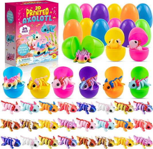 24-Pack Prefilled Eggs with 3D Axolotl Fidget Toys