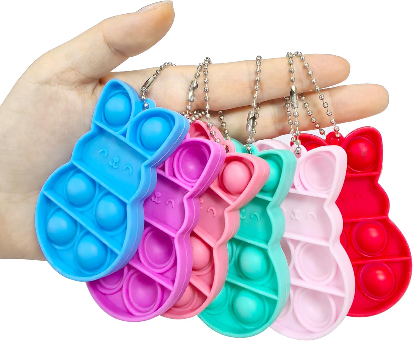 Easter Eggs with Bunny Pop Fidget Keychain Toys – 24-Pack