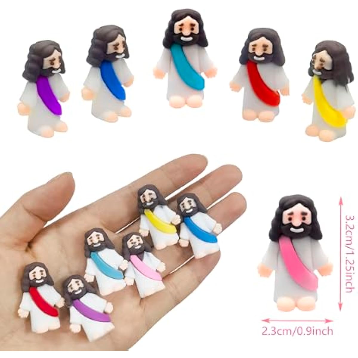 24 Pcs Prefilled Easter Eggs with Mini Jesus Figurines Resin Toys Great for Kids Girls Boys Toddlers Easter Egg Hunt Fillers Easter Basket Stuffers Party Favors Gifts