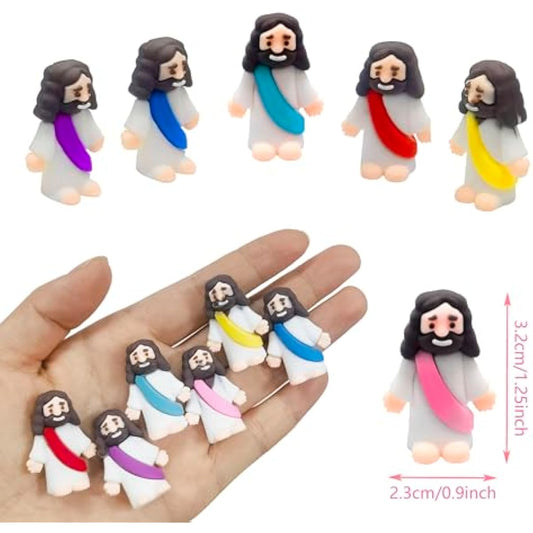 24 Pcs Prefilled Easter Eggs with Mini Jesus Figurines Resin Toys Great for Kids Girls Boys Toddlers Easter Egg Hunt Fillers Easter Basket Stuffers Party Favors Gifts