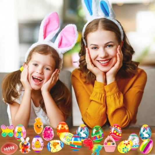 36 Pack Prefilled Easter Eggs with Fidget Toys Bright Colorful Easter Eggs Prefilled with Variety Easter Stress Toys Inside Great for Kids Toddler Easter Basket Stuffers Eggs Fillers Party Favors