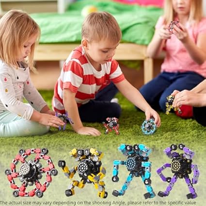 Easter Basket Stuffers, Transformable Fidget Spinners Toys 4 Pcs for Kids and Adults Stress Relief Sensory Toys for Boys and Girls Age 8-13 Fingertip Gyros Easter Party Favors Birthday Gifts for Teens