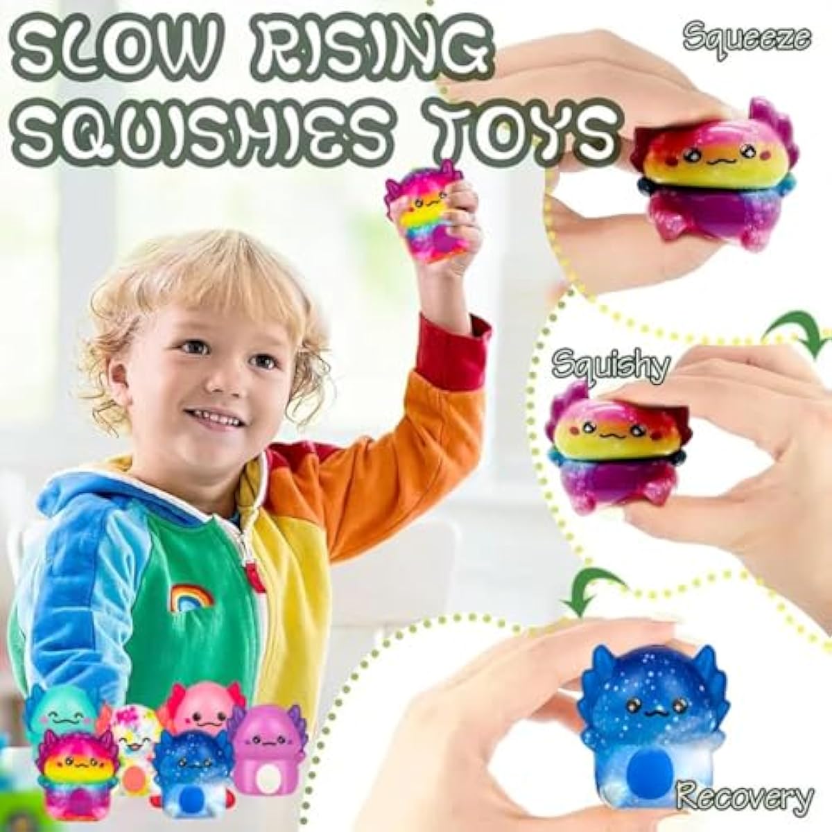 24 Pack Prefilled Easter Eggs with Slow Squishy Toys Axolotl Toy Easter Eggs Filled for Kids Boys Girls Easter Basket Stuffers Party Favors Easter Egg Fillers Hunt