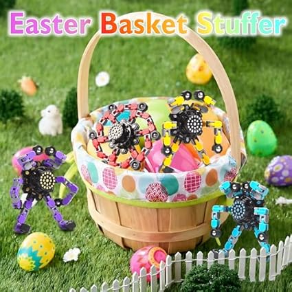 Easter Basket Stuffers, Transformable Fidget Spinners Toys 4 Pcs for Kids and Adults Stress Relief Sensory Toys for Boys and Girls Age 8-13 Fingertip Gyros Easter Party Favors Birthday Gifts for Teens