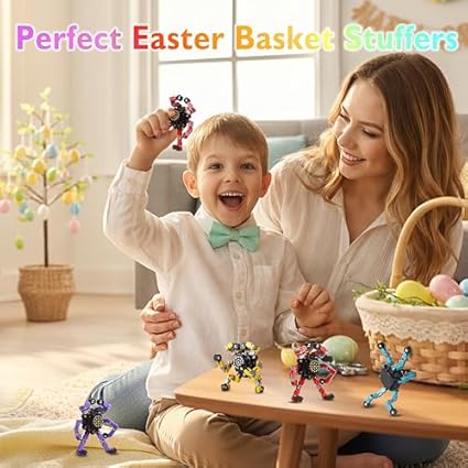 Easter Basket Stuffers, Transformable Fidget Spinners Toys 4 Pcs for Kids and Adults Stress Relief Sensory Toys for Boys and Girls Age 8-13 Fingertip Gyros Easter Party Favors Birthday Gifts for Teens