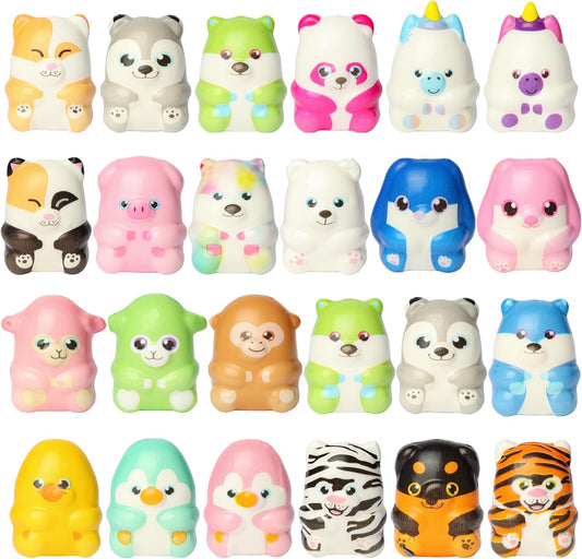 Slow-Rising Animal Squishy Toys – 24-Pack Kids' Party Favors & Stress Relief