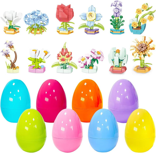 Easter Eggs with Building Block Toys – 24-Pack for Toddlers
