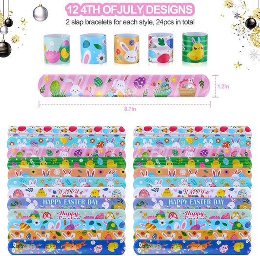 Easter Slap Bracelets – 48-Pack Rubber Wristbands for Kids