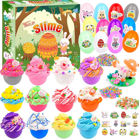 Easter Egg Slime Kit – 12-Pack Stretchy Scented Colorful Slime for Kids